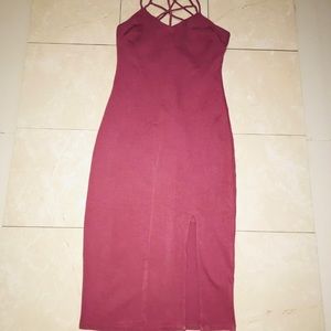 Mauve Pink bodycon slit dress